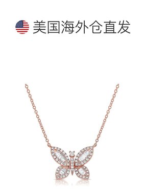 自营 sabrina14k 金和钻石蝴蝶项链 - 玫瑰色 美国奥莱直发吊坠