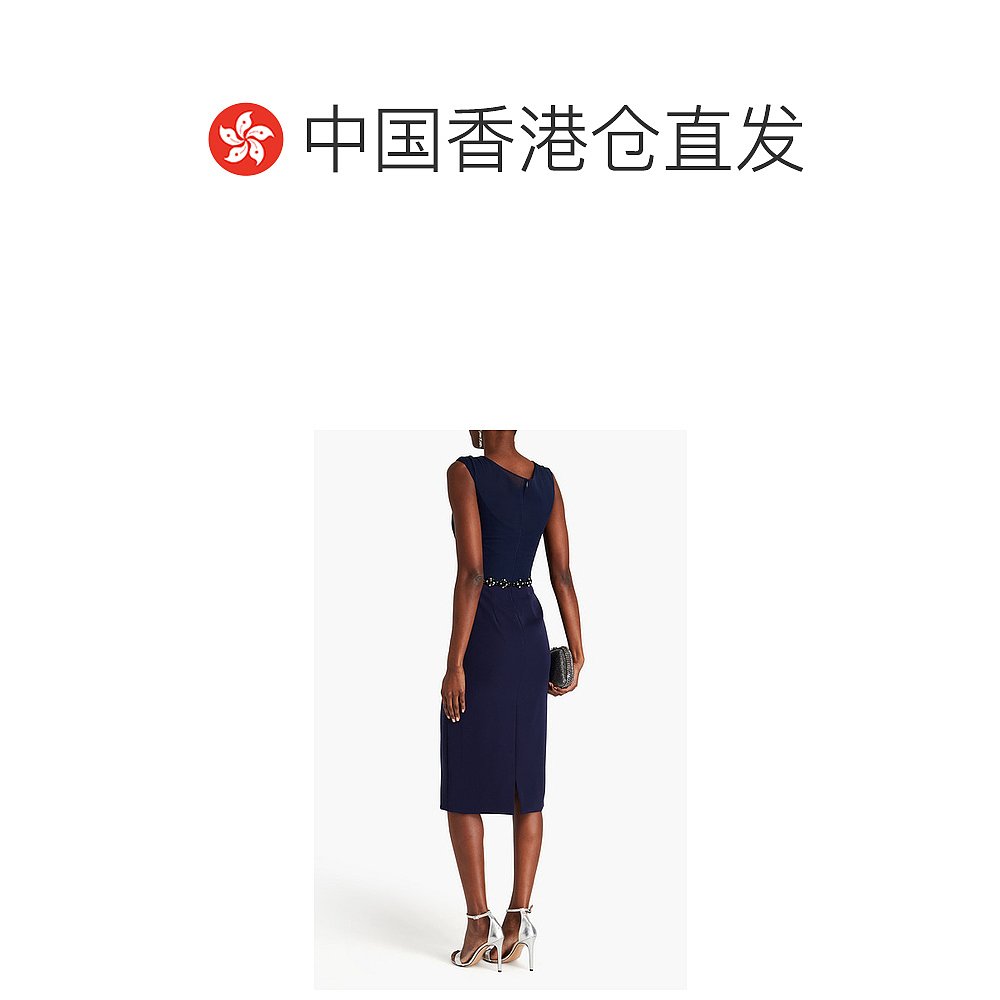 香港直邮潮奢 Jenny Packham 女士 裹式水晶装饰绉纱中长连衣裙 E - 图1