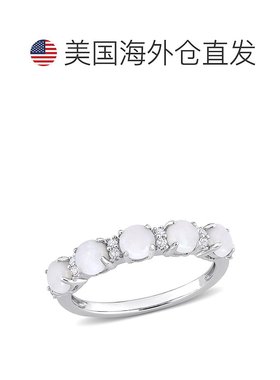 自营 mimi & max1 CT TGW 蛋白石和白色托帕石 925 纯银半永恒戒