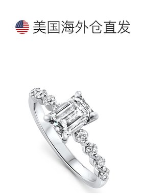 自营 pompeii3经认证的 2 1/3 克拉祖母绿切割钻石订婚戒指 14k