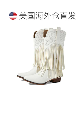 自营Women's Roper Rickrack Western Boots White Leather Fring