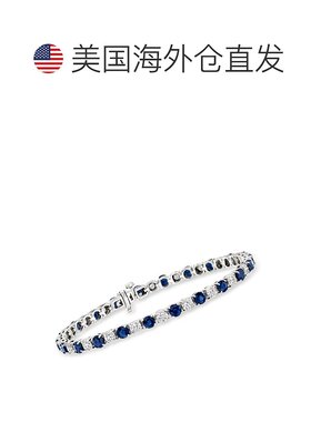 925 纯银 Ross-Simons 蓝宝石和钻石网球手链 - 7 英寸 【美国奥