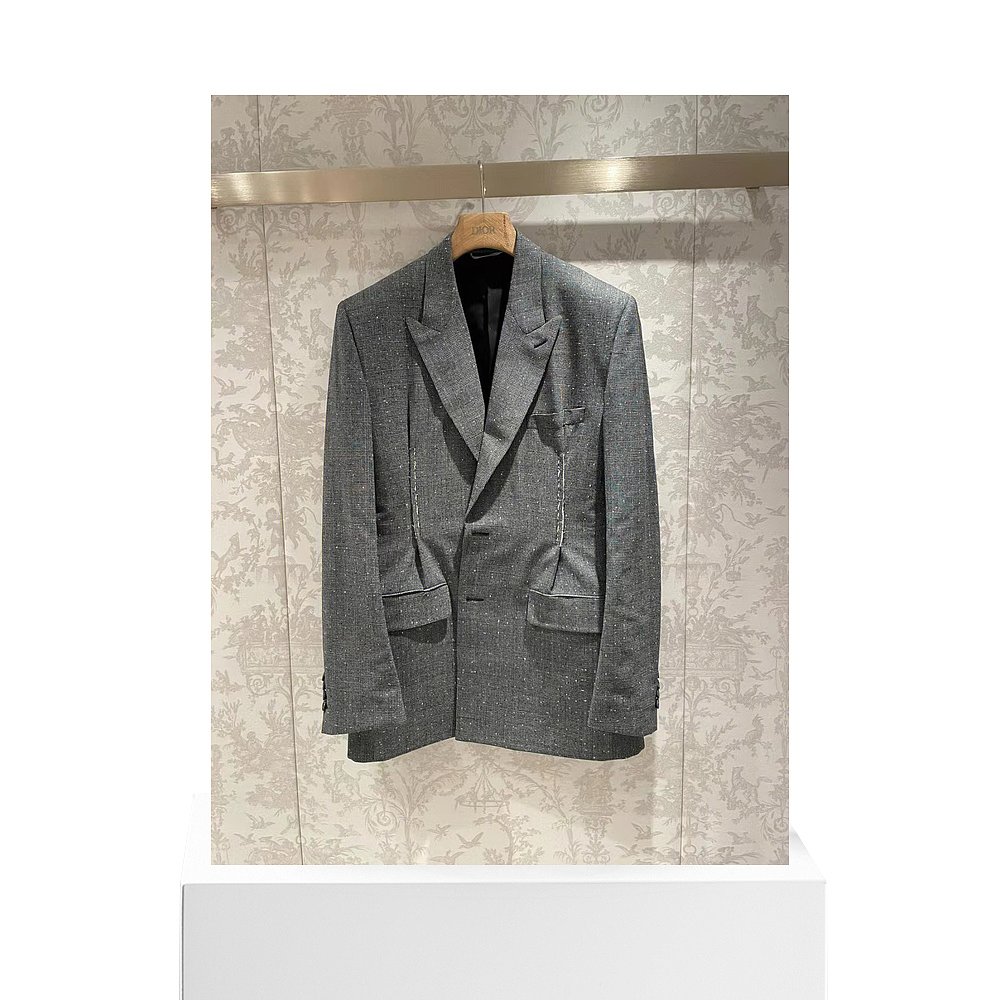 香港直邮DIOR HOMME 灰色翻领西服上衣 243C252A-5633-880