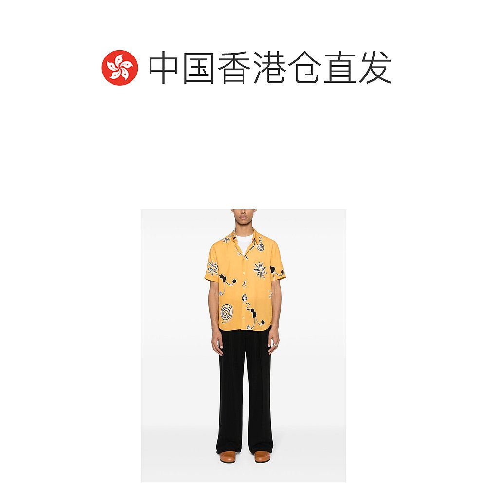 香港直邮潮奢 Jacquemus男士 JACQUEMUS橙色衬衫 245SH006100-图1