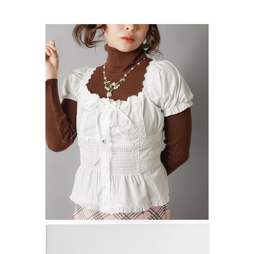 1h可退 日本直邮SPINNS 女装 方领半袖衬衫 蝴蝶结设计 25070403 - 图3