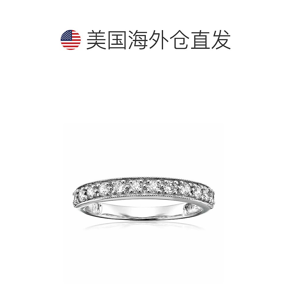 vir jewels1/2 cttw 钻石婚戒带锯状滚边 14K 金爪镶 - 白色 【美 - 图1