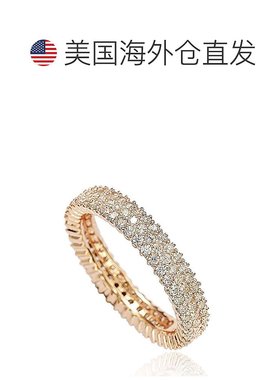 自营 Suzy Levian 玫瑰纯银微密钉白色方晶锆石永恒戒指 - 粉红色