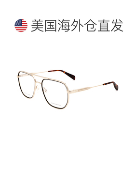 自营Rag & Bone Men's 54 mm Gold Opticals - gold black 美国奥