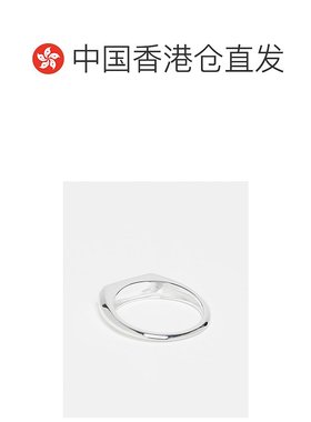 1h可退 香港直邮潮奢 ASOS 男士 signet s 设计纯银绿色戒指(银色