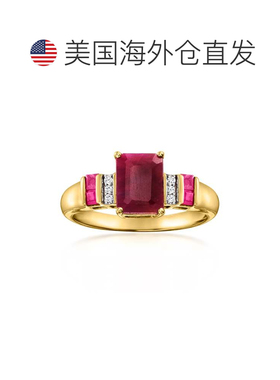 自营ross-simonsRoss Simons 14kt黄金红钻石红宝石戒指 美国奥莱