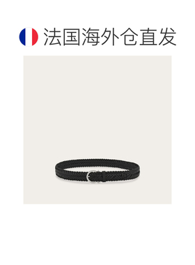自营欧洲直邮Ferragamo菲拉格慕 Gancini男士黑色牛皮革编织腰带