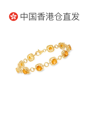 自营Ross-Simons 黄水晶线状 18 克拉金镀在纯银上手链 - 7 英寸