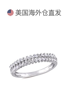 自营mimi & maxMimi&Max 1/3ct TW锥形长方形钻石戒指14k白金-白