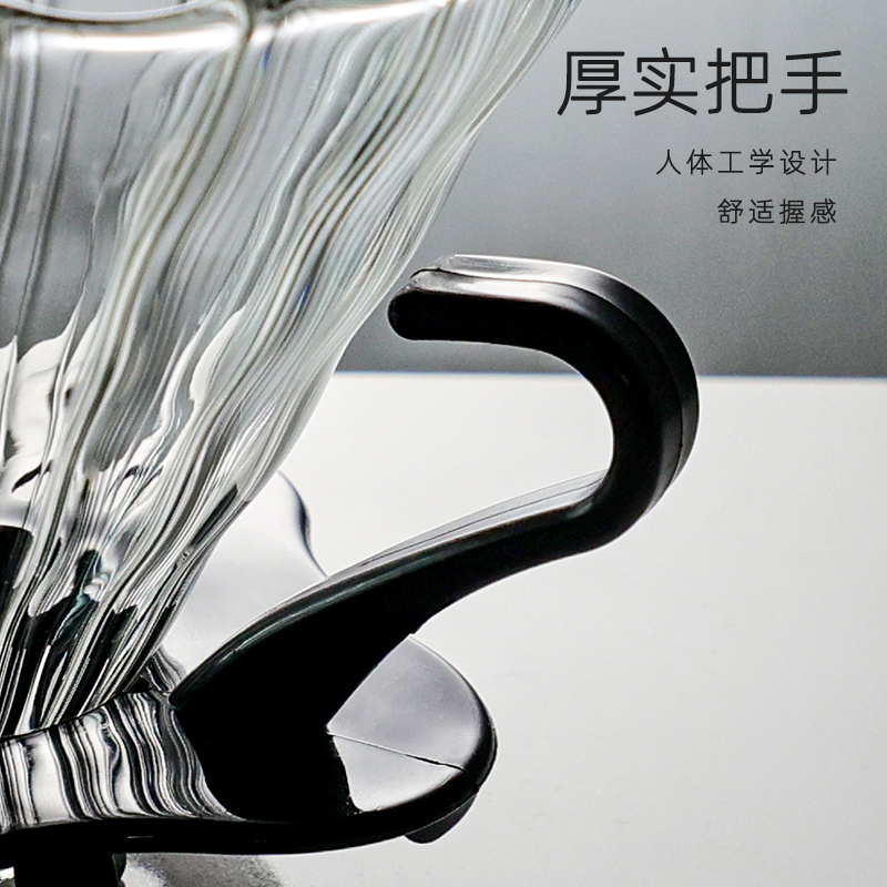 v60咖啡过滤杯01/02高硼硅玻璃耐高温咖啡滤滴滤手冲咖啡套装漏斗-图1