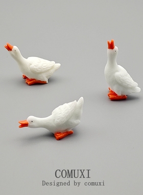 大白鹅卡通风桌面摆件树脂小动物