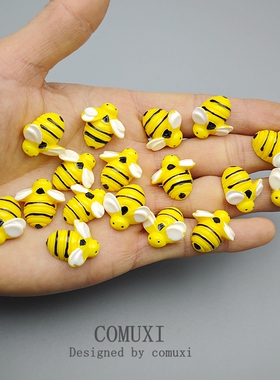 微景观小摆件 迷你卡通蜜蜂动物模型 树脂冰箱贴片 桌面饰品 玩偶