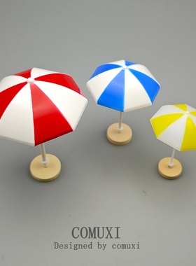 微景观海滩沙滩太阳伞迷你小号遮阳伞塑料模型桌面摆件工艺品礼物