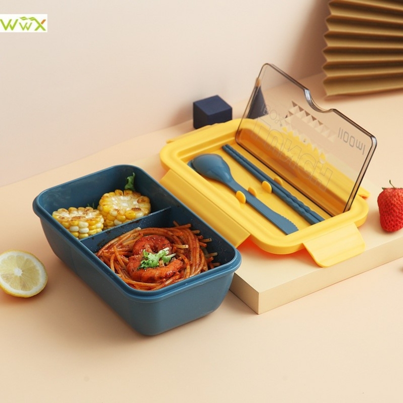 Microwave Lunch Box Portable 2 Layer Food Container Healthy - 图0