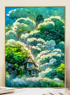 绿野仙踪卡通治愈风景数字油画