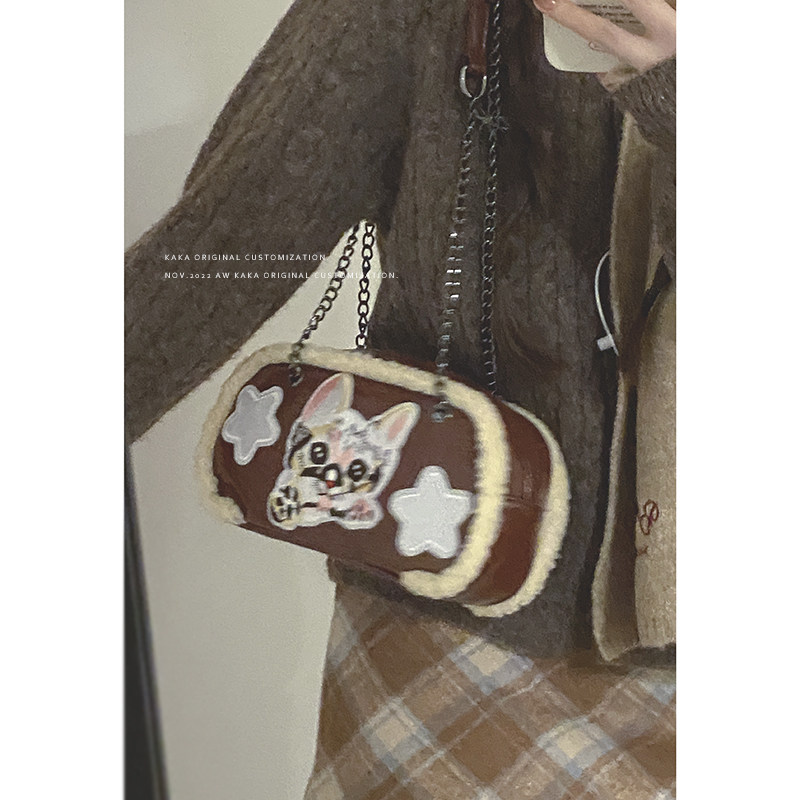 韩系小众包包女2023新款秋冬复古毛绒小方包可爱百搭链条斜挎包,淘宝优惠券,粉丝福利购,淘宝优惠卷