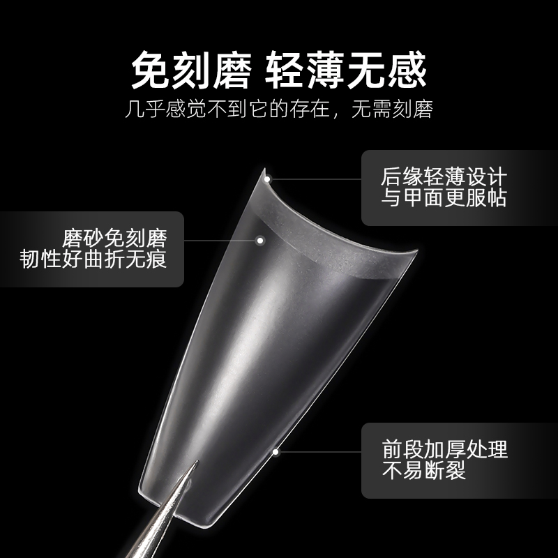 onlyting美甲显瘦半贴甲片超薄梯形月牙半贴无痕磨砂指甲延长甲片 - 图2