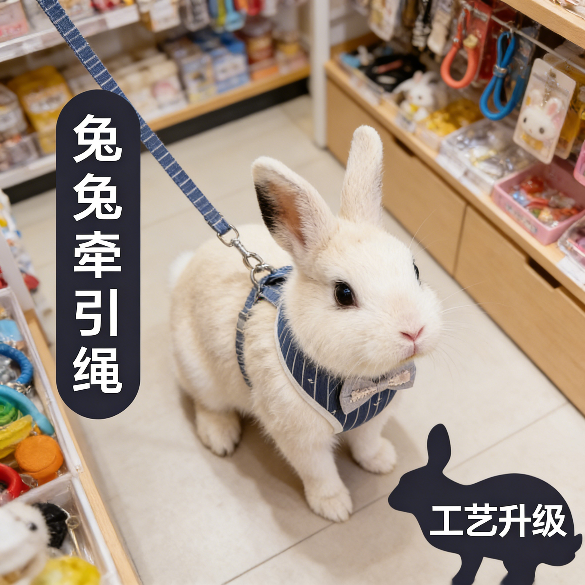 垂耳兔兔子牵引绳夏季背心防咬挣脱链子外出专用宠物兔兔溜兔神器,淘宝优惠券,粉丝福利购,淘宝优惠卷