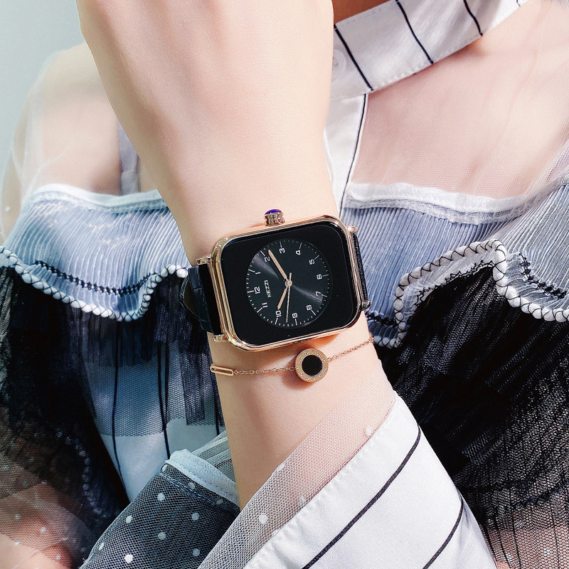 kezzi皮带女款学生高中方形感手表 珂紫国产腕表