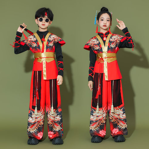 六一儿童演出服国潮古典舞走秀舞蹈服男童中国风女童新中式汉服飒 - 图1