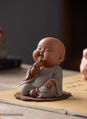 禅意紫砂四不小和尚茶桌茶宠