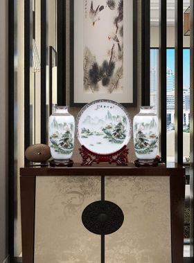 景鑫花瓶摆件客厅插花景德镇陶瓷器家居饰品新中式客厅玄关办公室