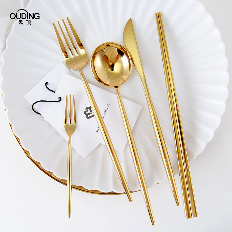 葡萄牙款304镜面金色西餐刀叉勺餐具牛排刀叉甜品叉勺咖啡勺筷子,淘宝优惠券,粉丝福利购,淘宝优惠卷