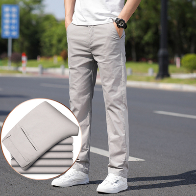 弹力纯棉春夏新款宽松直筒百搭休闲裤子男