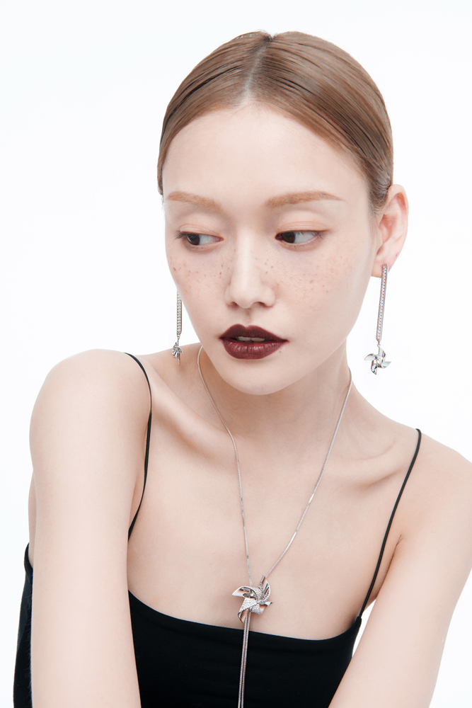 INSANE云山风车系列轻奢气质高级感小众原创设计竖款长耳环 - 图1