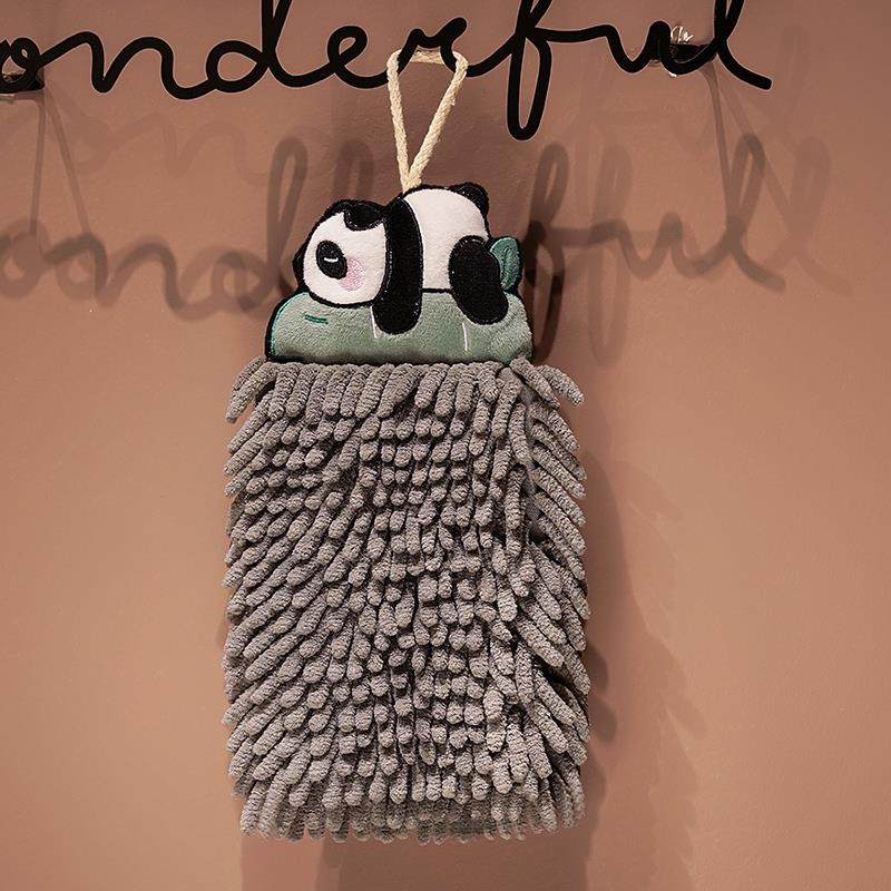 雪尼尔挂式擦手巾厨房擦手毛巾吸水不掉毛擦手布卫生间可爱洗马小 - 图3