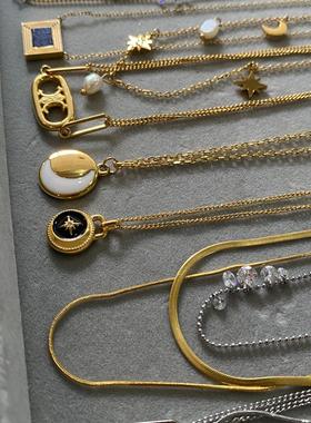 钛钢镀金圆形女不掉色项链毛衣链