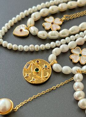 法式珍珠项链高级感轻奢小众独特自然天然生长秋冬季新款毛衣链女