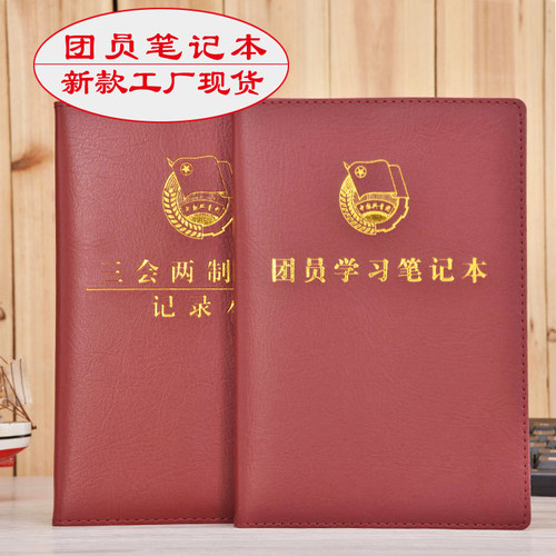 上济 2024新款团员学习笔记本文具记事本活页本团支部团小组会议记录本团委工作日记本加厚A5本子定制logo-图1