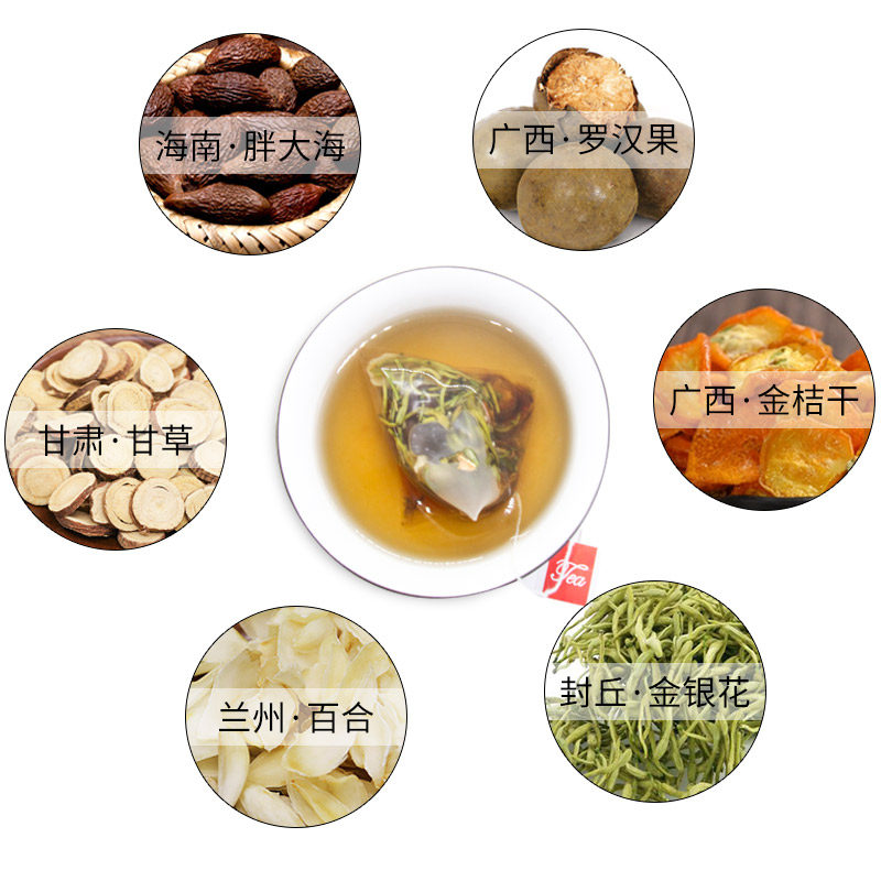 金桔润音罗汉果菊花茶润喉百合茶 聚三好养生茶