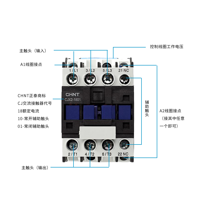 正泰交流接触器三相CJX2-0910 1210 1810 2510 220V 380V 单相