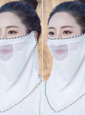 夏天围脖女薄款防晒面纱春秋护颈椎丝巾新款女士百搭挂耳脖套