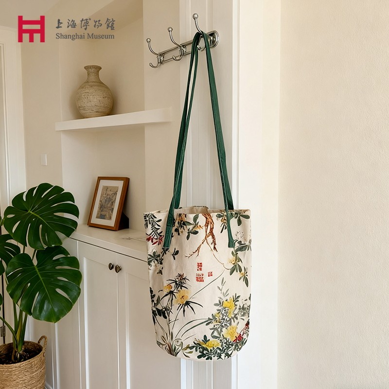 上海博物馆水桶包帆布新中式单肩手提包国风汉服韩希孟创意文创