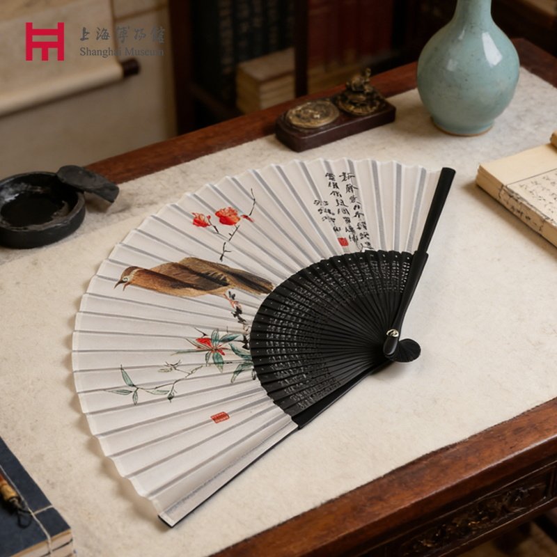 上海博物馆真丝折扇至扇至美国古风扇子汉服创意随身女扇生日礼物