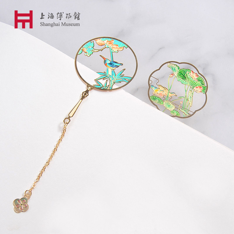 上海博物馆金属书签莲塘乳鸭图镂空古风精致毕业生日礼物文创礼盒