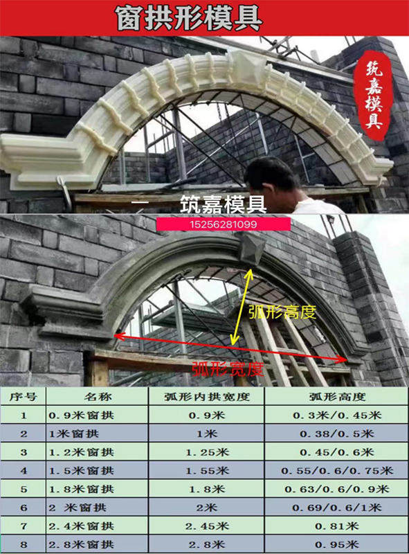 窗拱模具罗马柱窗户模具欧式半圆形弧形窗水泥外墙建筑模板 - 图0