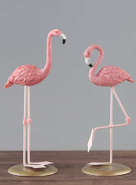 火烈鸟可爱风动物酒柜树脂小摆设