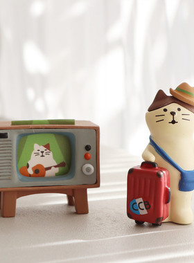 仿真小电视机桌面摆件装饰品日式