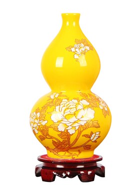 优选高端新中式家居客厅开v口陶瓷葫芦摆件新房乔迁礼物书房玄关