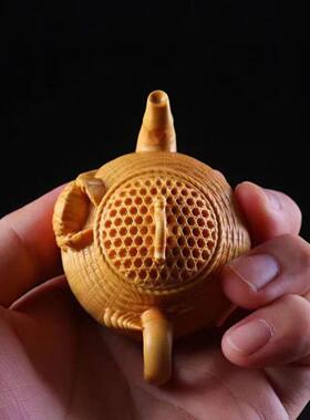 太行崖柏渔篓把把壶手把件八方