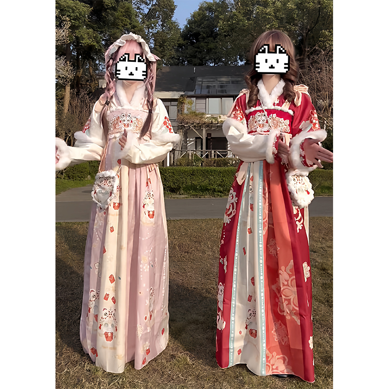 唐制汉服女汉元素女刺绣齐胸儒裙拜年服套装少女超仙古风秋冬款 - 图0