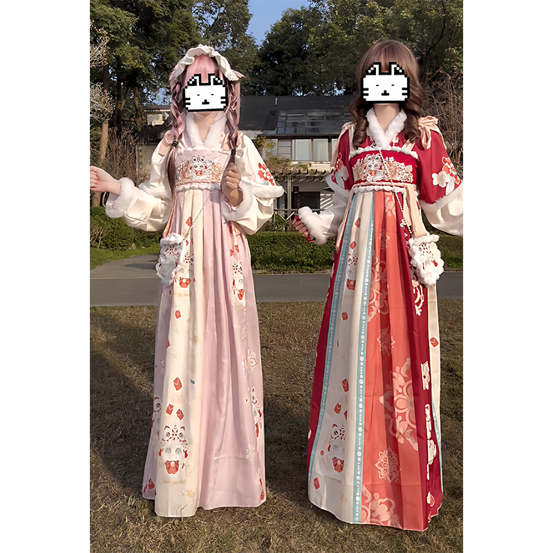 唐制汉服女汉元素女刺绣齐胸儒裙拜年服套装少女超仙古风秋冬款 - 图3